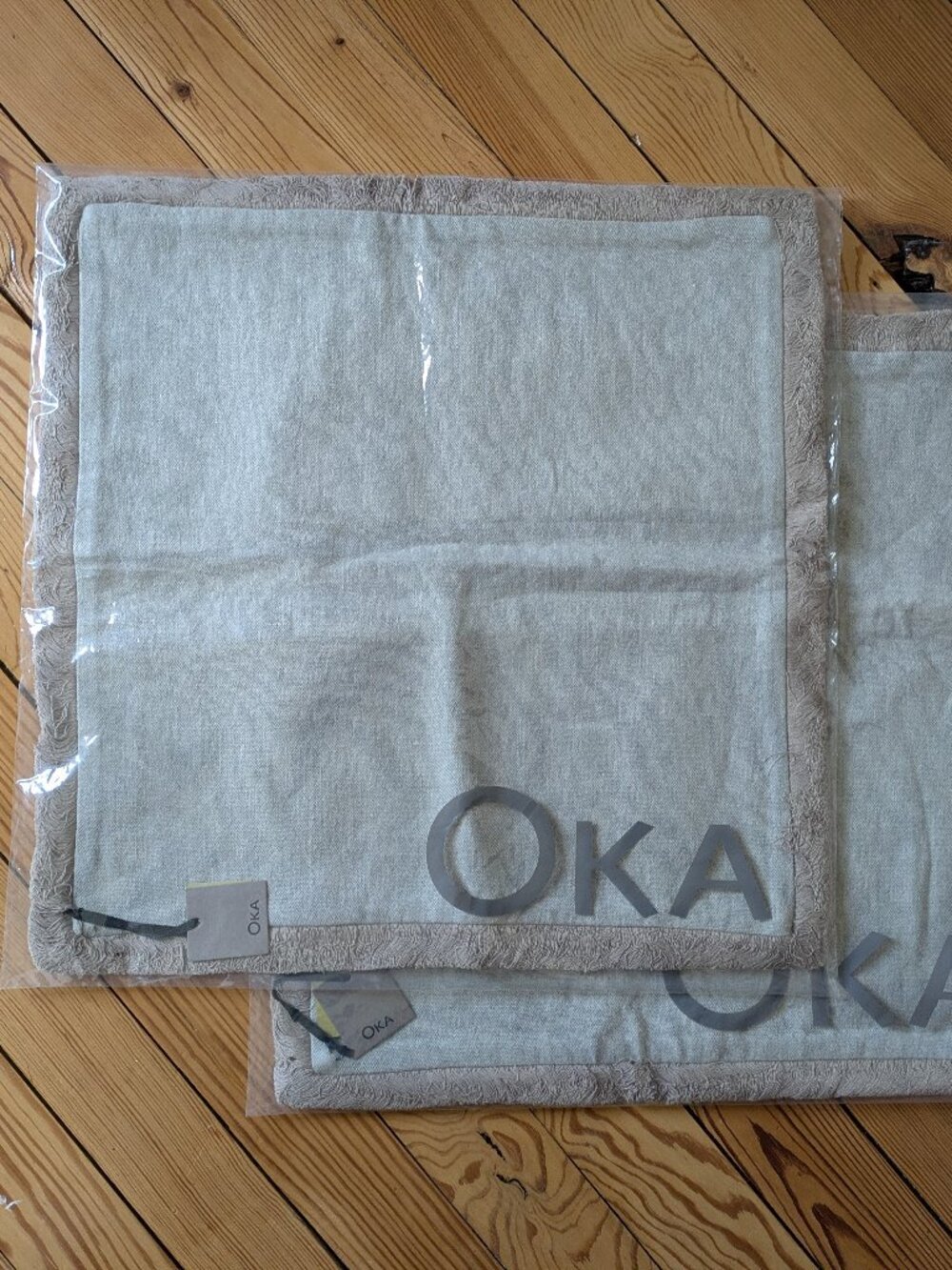 OKA Stonewashed Linen Pillow Covers with Fringe